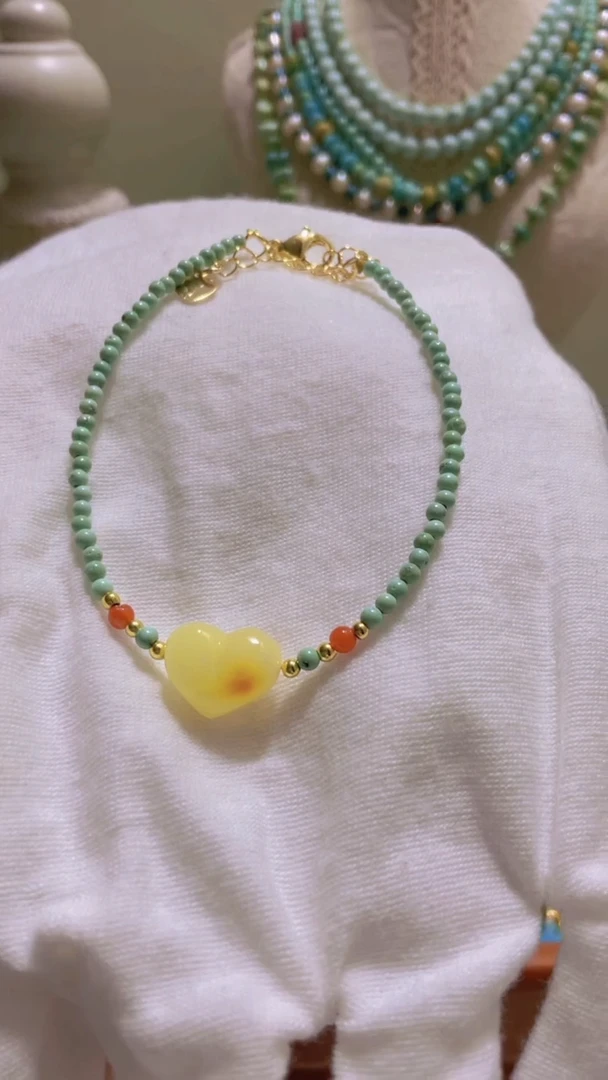 未镶嵌南红玛瑙珠宝半成品12mm爱 心手链