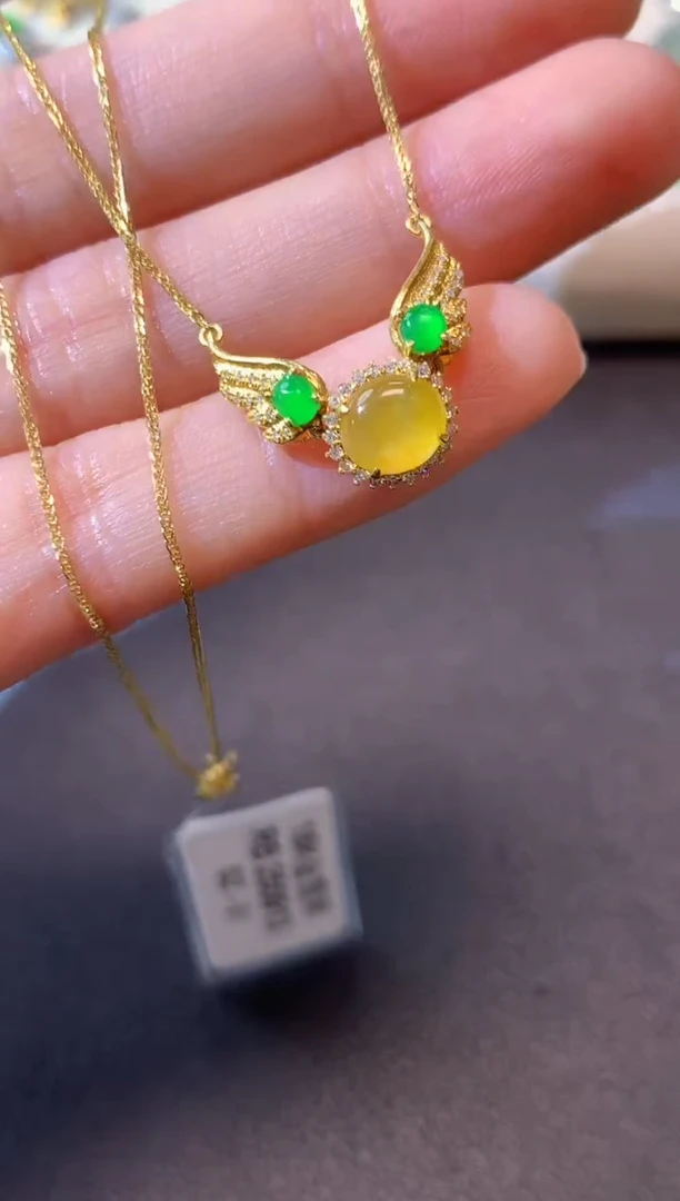 套链18K金镶嵌翡翠A77