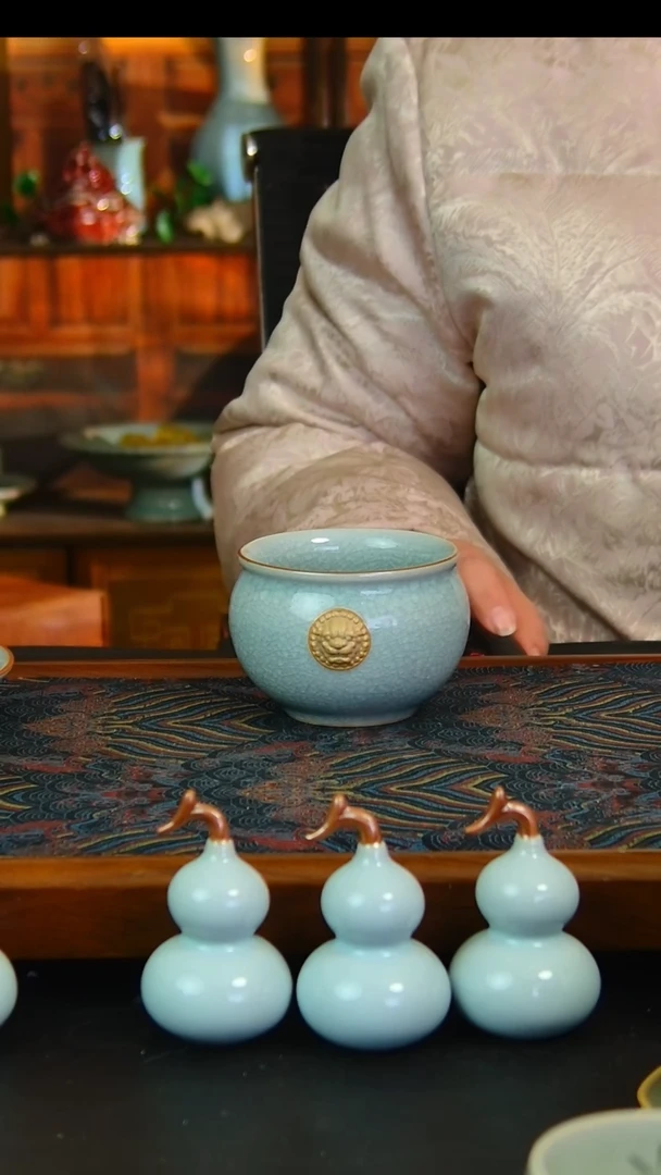 瓷片冰花风水缸杯