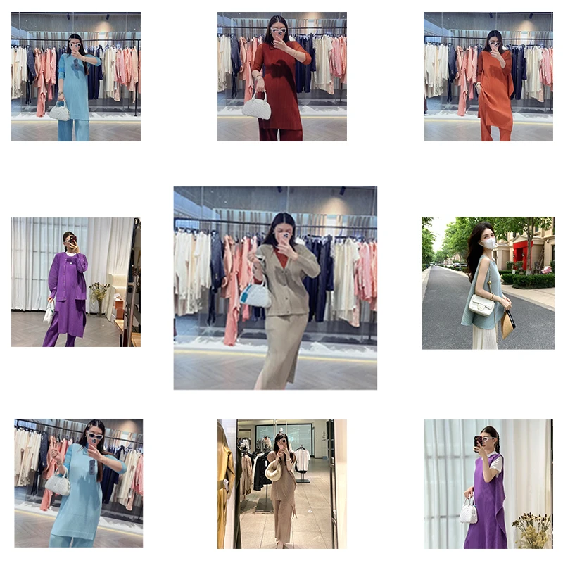 三宅褶皱系列套装上衣裤子慵懒设计极简风格女