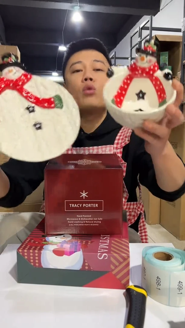 【闪购商品】杯原盒雪人碗加特雷西原盒雪人盘子2件套