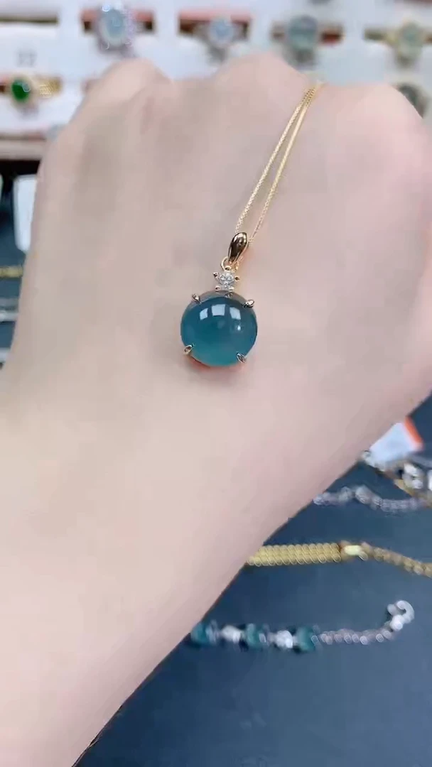 颈饰银S925镶嵌翡翠天然翡翠