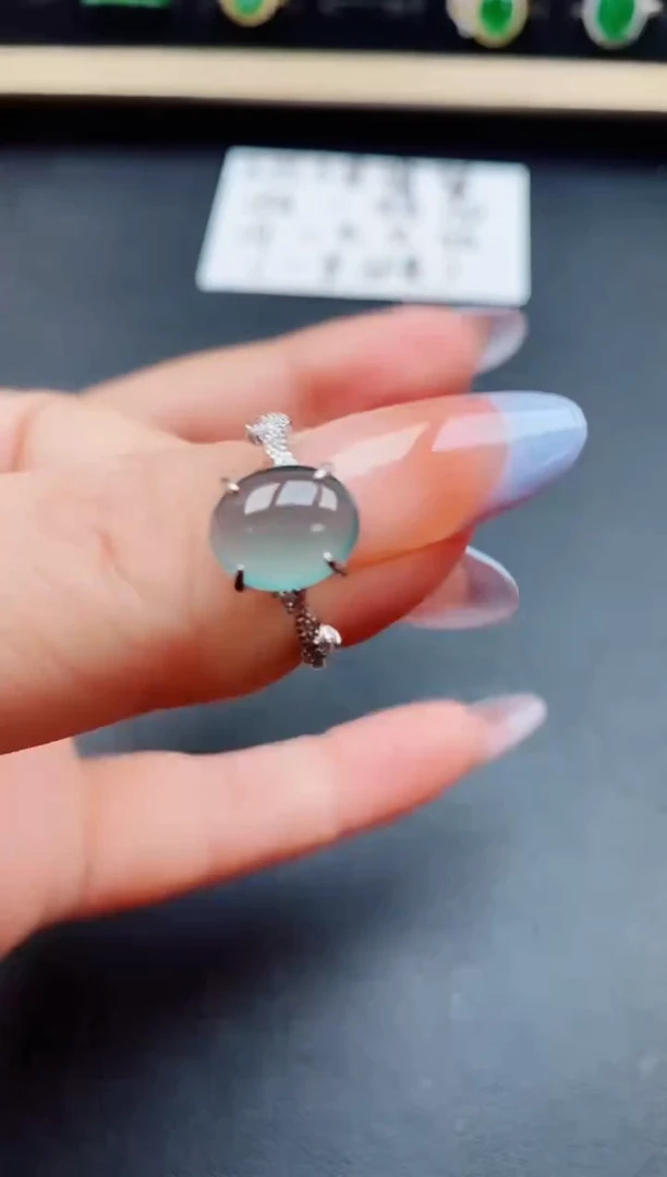 翡翠戒指银S925镶嵌32321