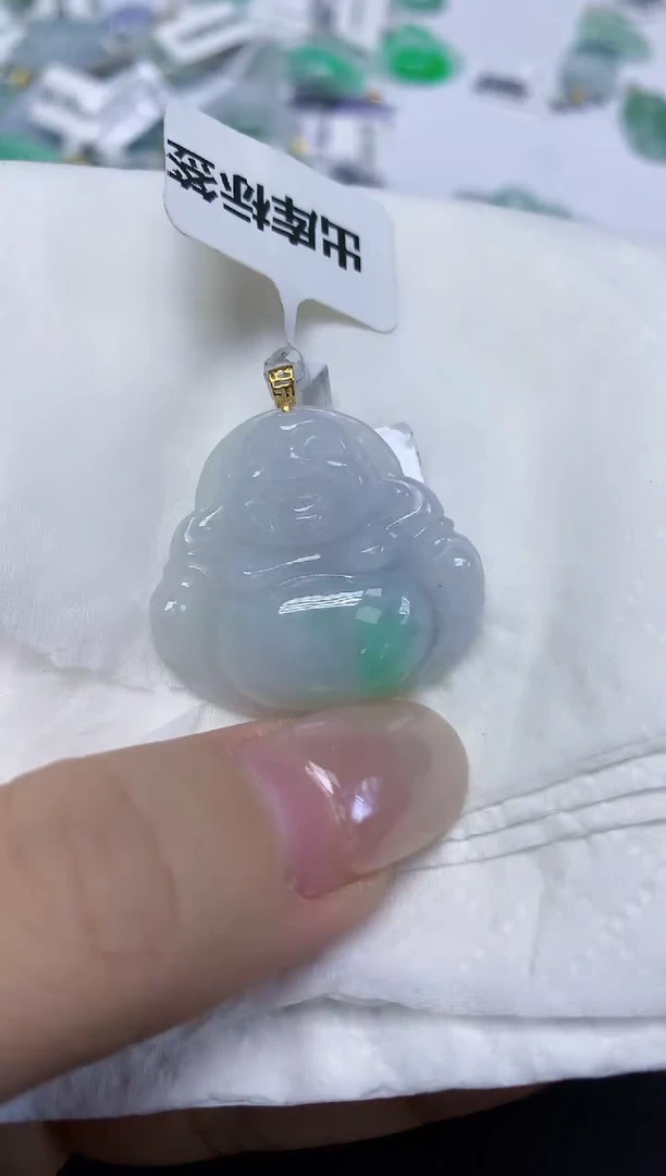 翡翠18K金镶嵌颈饰天然缅甸翡翠A货