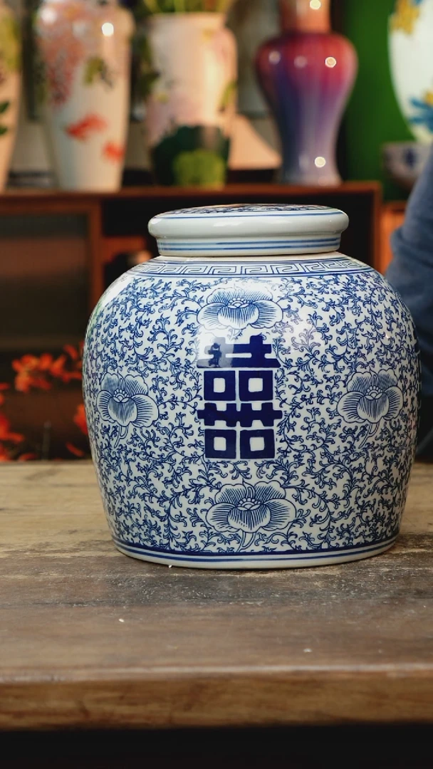 瓷片景德镇纯手工釉下彩精品花瓶