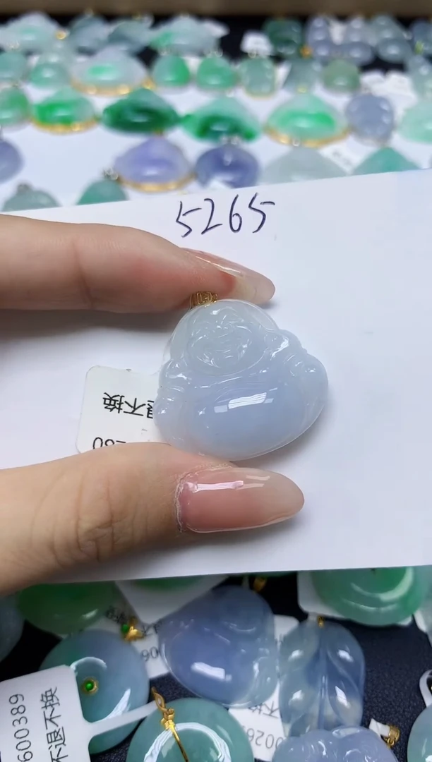 翡翠18K金镶嵌颈饰天然缅甸翡翠A货