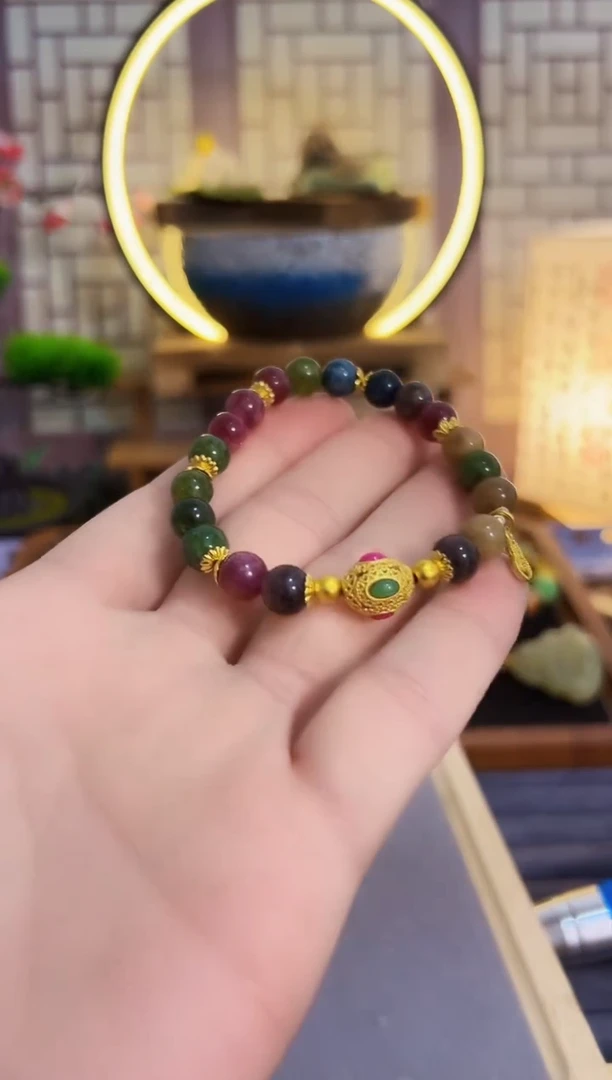 手链14K金镶嵌碧玺S567