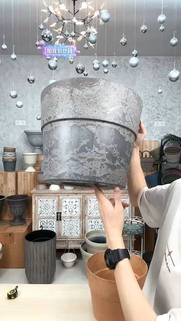 木塑345水泥灰2只带托盘