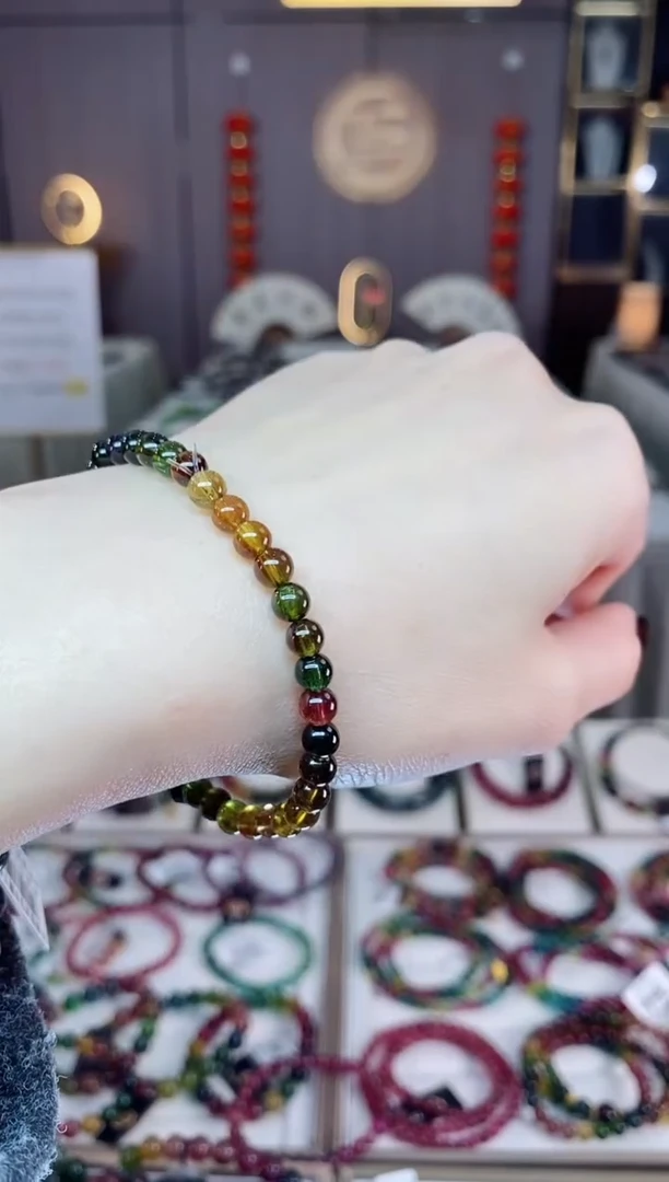 未镶嵌老矿碧玺黑糖净体单圈手串5mm+碧玺dan多样性发货一条