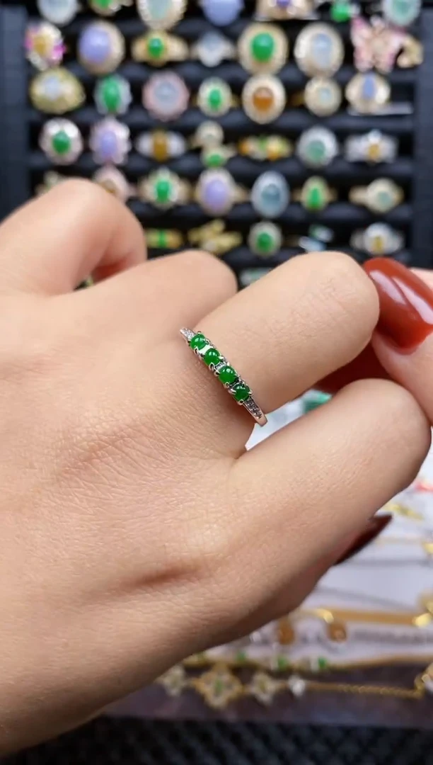 银S925镶嵌戒指翡翠498