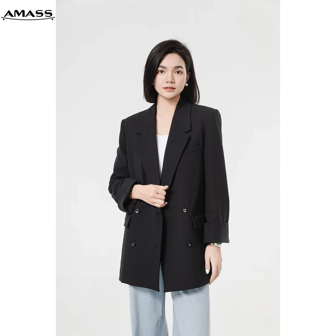 AMASS/阿玛施春季时尚气质通勤质感宽肩男友宽松西装外套5400568