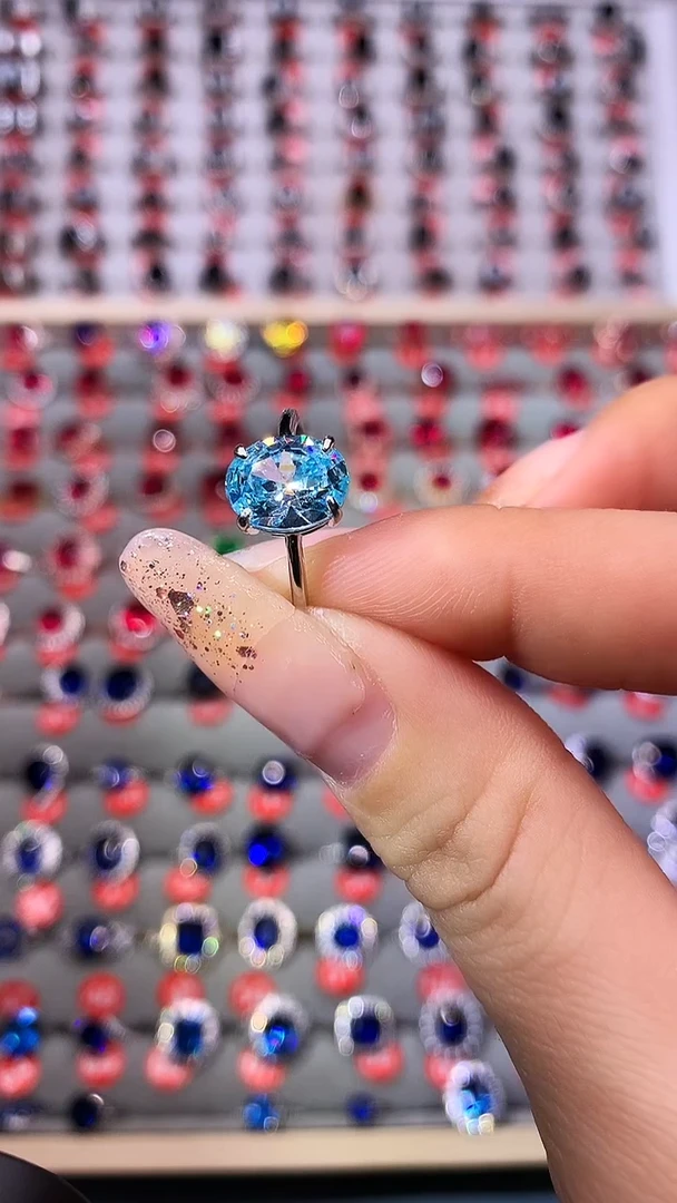 【闪购商品】海蓝宝石戒圈银S925镶嵌1111111