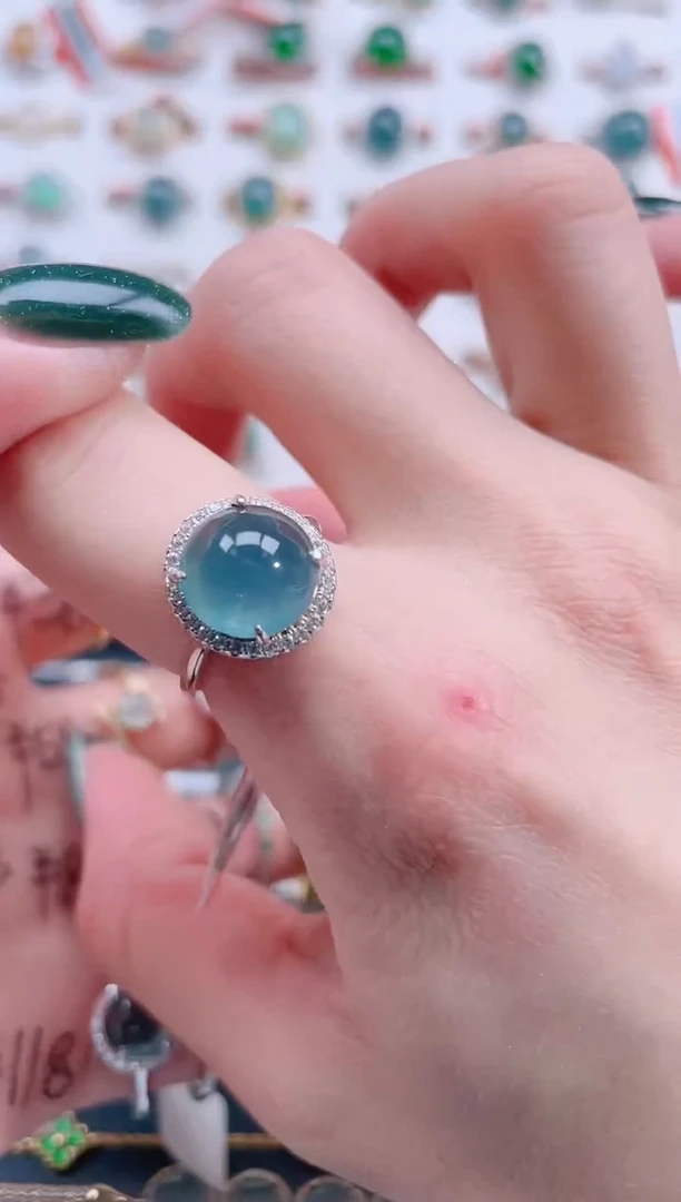 银S925镶嵌戒指翡翠天然翡翠