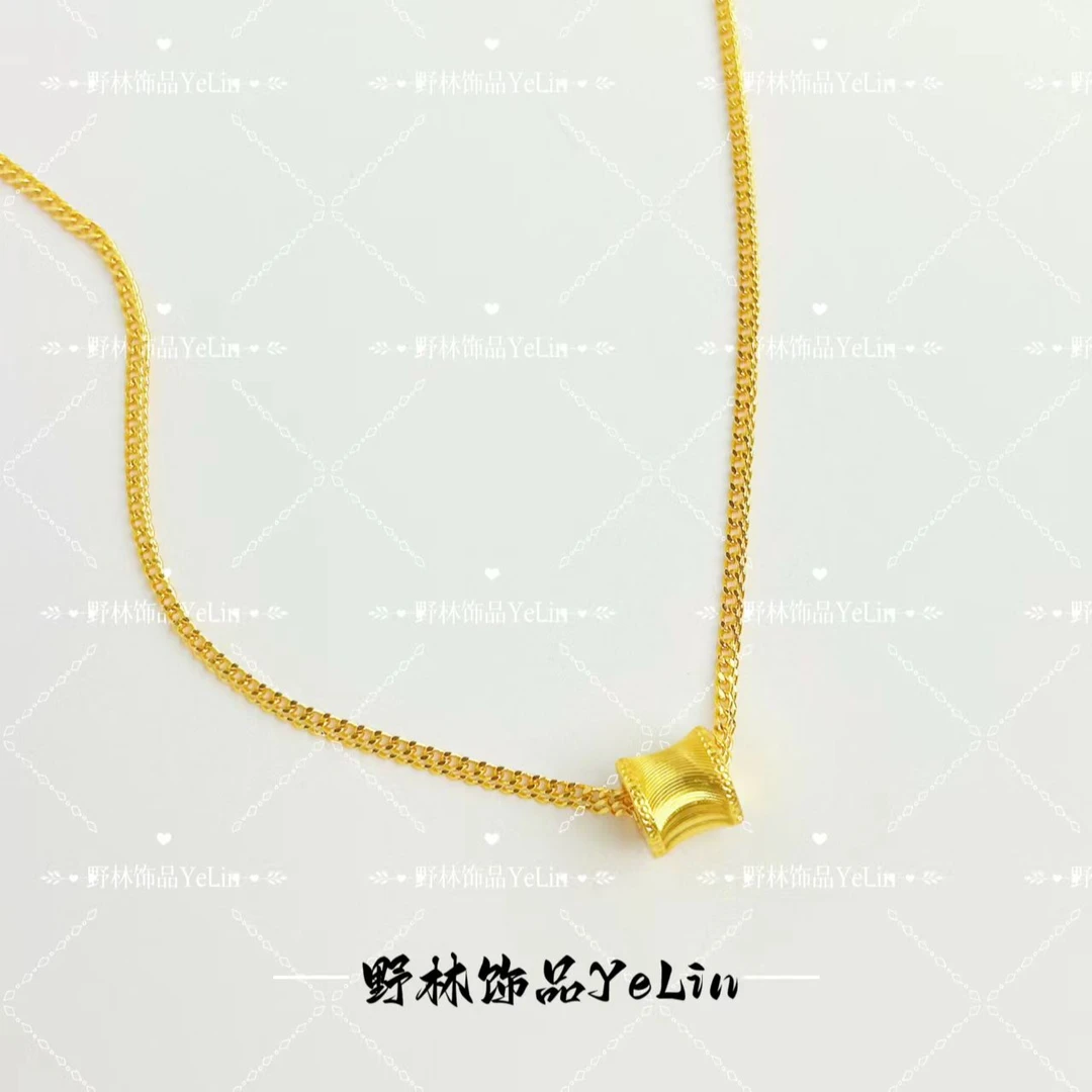 铜合金项链  铜合金项链 拉丝条纹小蛮腰项链 精致简约设计感首饰