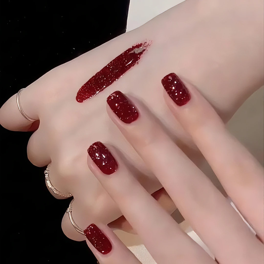 超显白爆款碎钻红指甲油速干脚指甲油免烤不可剥持久不掉色防水