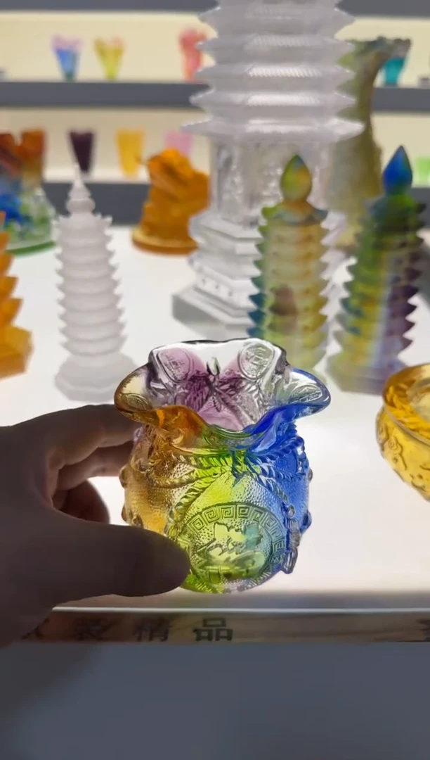 手工艺品琉璃古法琉璃钱袋子彩色