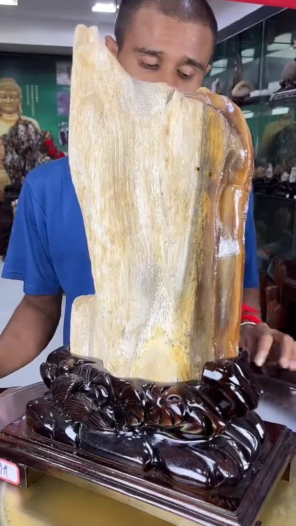 缅甸天然树化玉摆件