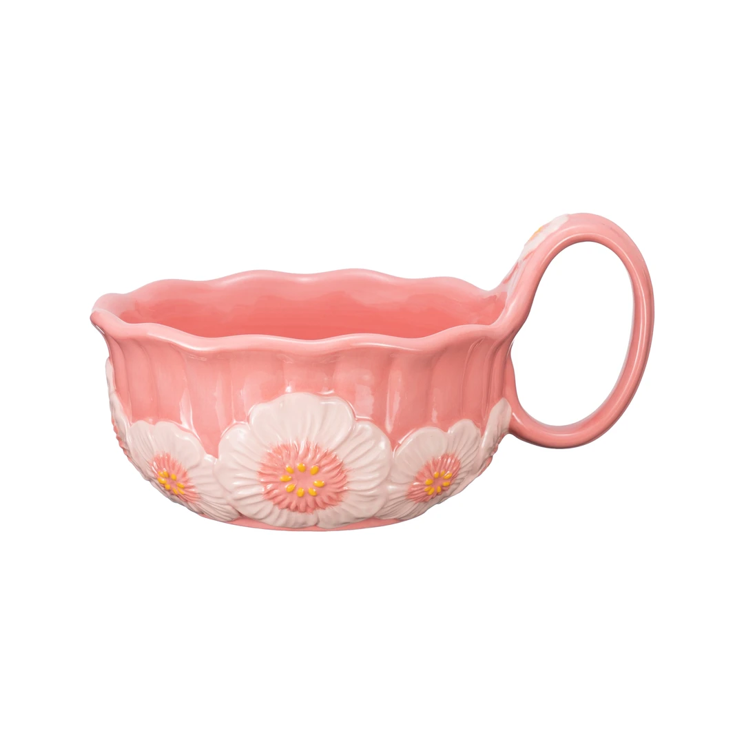 【SILESIA/出口原单】手绘桃粉佳人-1000ml曲把碗