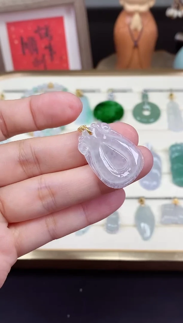 吊坠(不含链)18K金镶嵌翡翠吊坠18K金扣镶嵌@@CMT5950