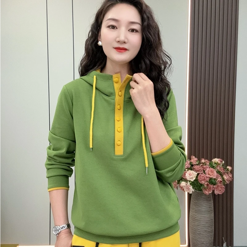 2025春秋新款百搭显瘦时尚休闲连帽宽松洋气长袖上衣卫衣