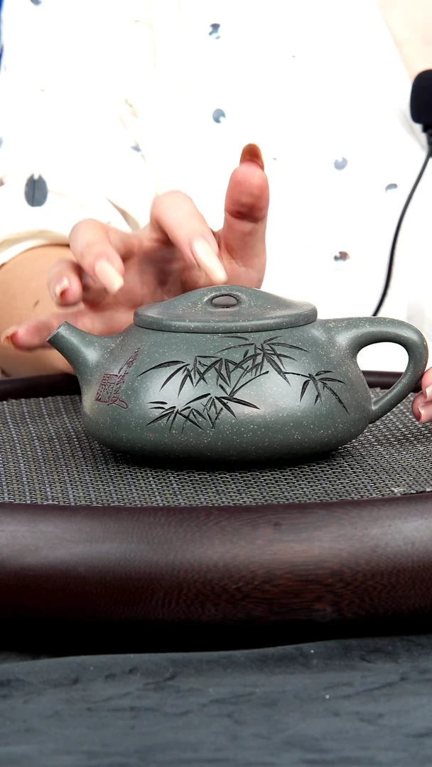茶壶紫砂80 朱维平 景舟石瓢 雪花绿泥 380毫升