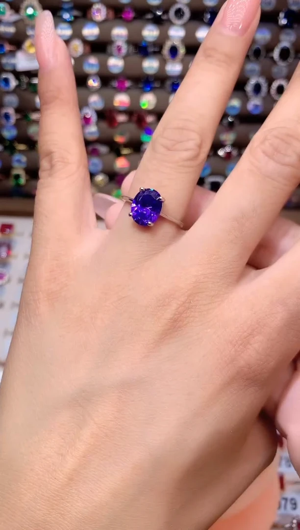 水晶戒指银S925镶嵌810白