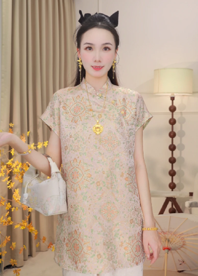 【四合如意】中式新款夏季奥黛上衣2025B4874—婷婷