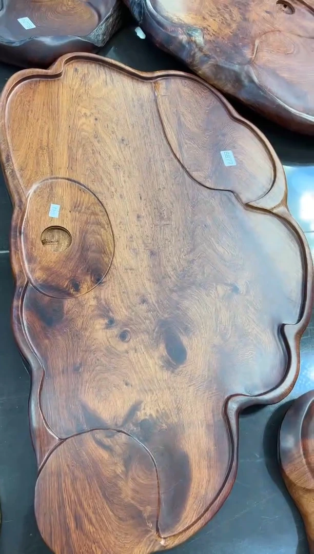 【闪购商品】大果紫檀（缅甸花梨）茶盘8877