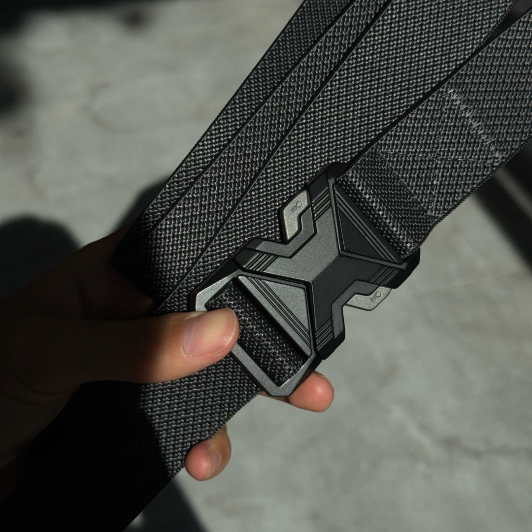 四季款锌合金战术腰带编织腰带休闲时尚通勤男士双卡槽快扣