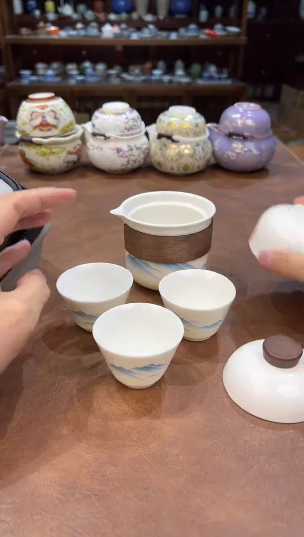 真的很便宜超好看会开片的旅行茶具