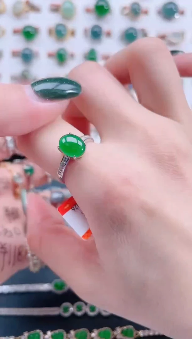 银S925镶嵌戒指翡翠天然翡翠