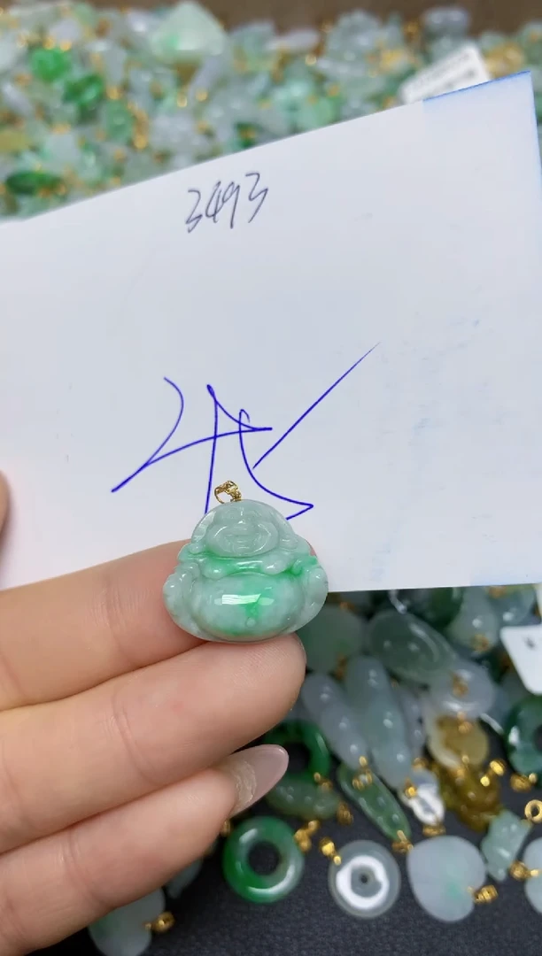 【闪购商品】翡翠挂件18K金镶嵌 天然翡翠A货