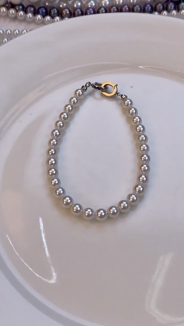 银S925镶嵌手链淡水珍珠5.5-6