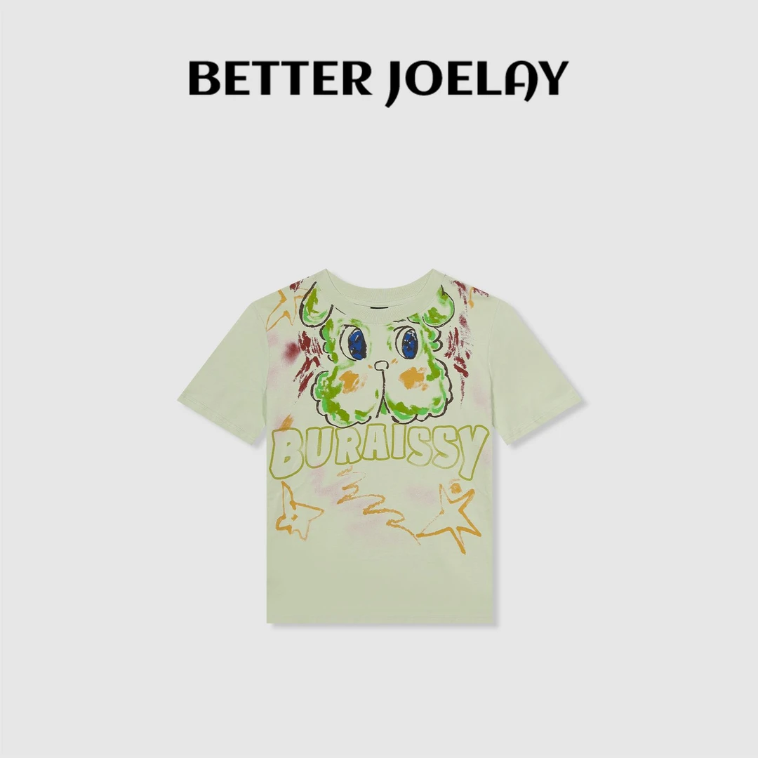 BETTERJOELAY -小版【少掉眼泪】百搭T恤短袖休闲圆领时尚KH1553