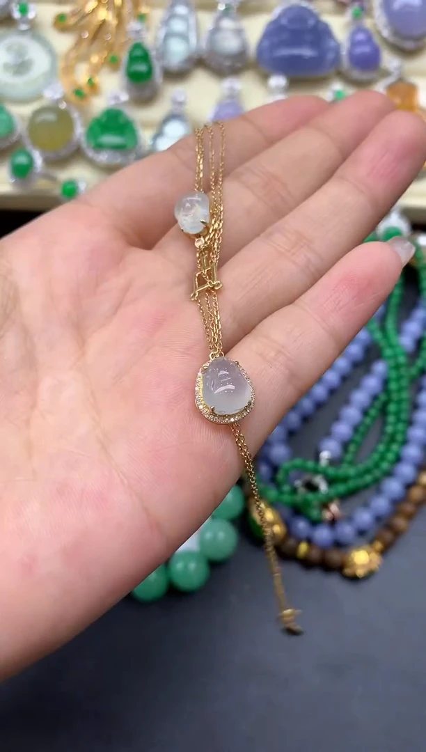 颈饰18K金镶嵌翡翠296-中国好珍宝