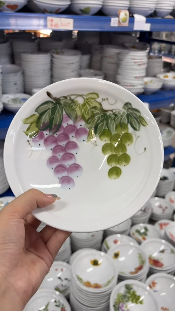 瓷片景德镇高温陶瓷食品级手绘釉中彩-大斗笠碗