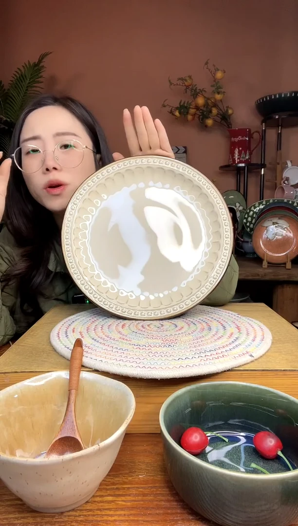 陶瓷11英寸法式复古风大盘 微瑕疵