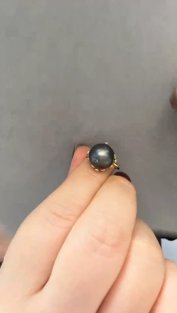 未镶嵌戒指海水珍珠大溪地11.8mm+S92银戒指