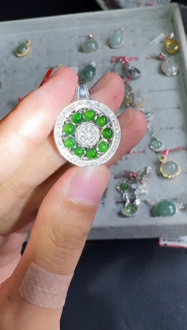 翡翠戒指银S925镶嵌戒指137