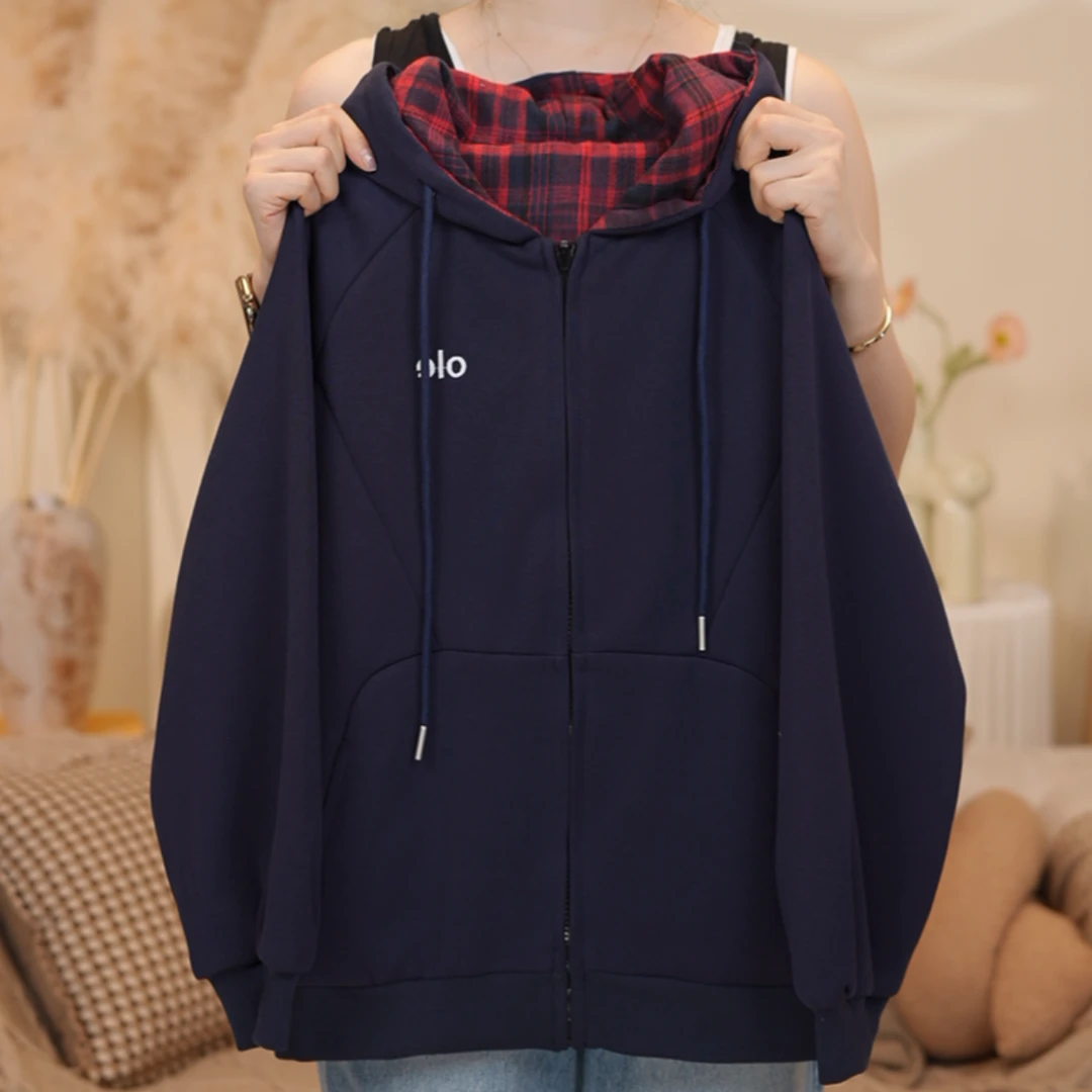 女大童秋装外套两面穿洋气青少年初高中生连帽拉链衫卫衣开衫上衣