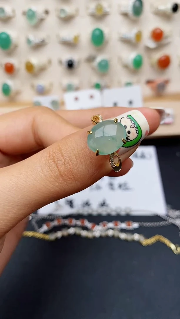 【闪购商品】翡翠戒指银S925镶嵌缅甸翡翠
