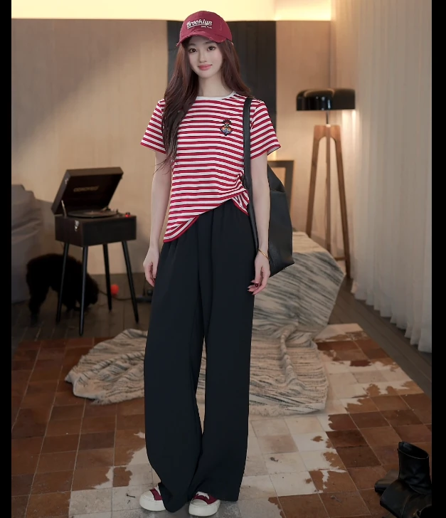 【DuangDuang裤】三醋酸阔腿裤女抗皱松紧腰高腰休闲裤-G0821