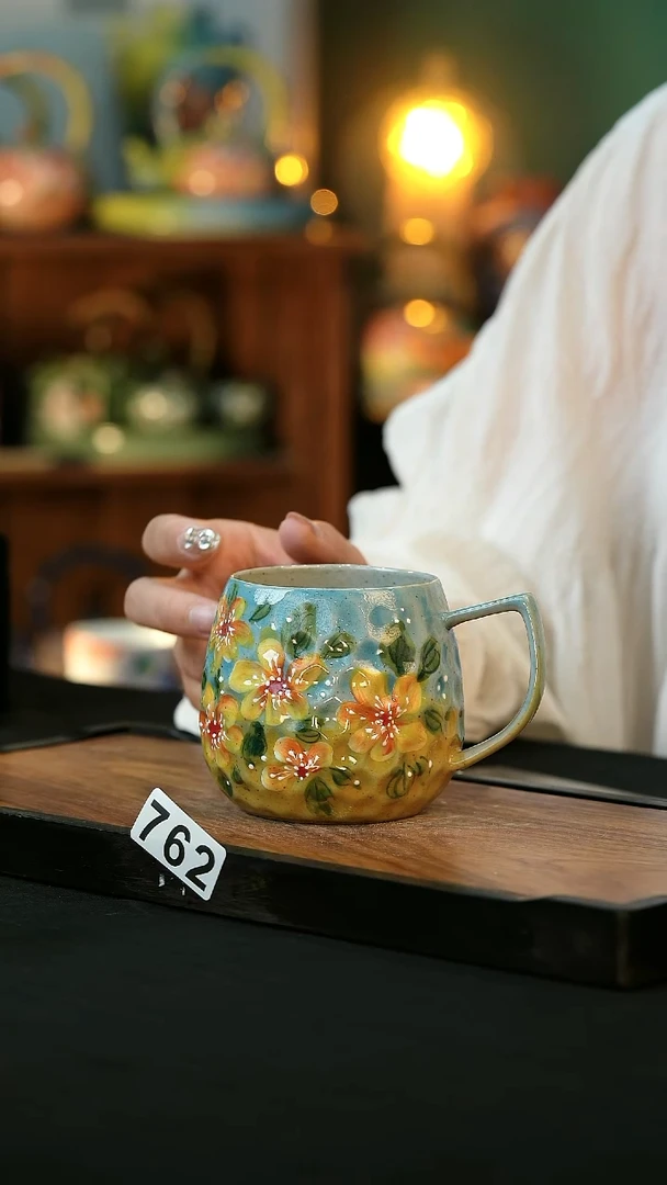 杯手绘心瓷陶瓷浮力