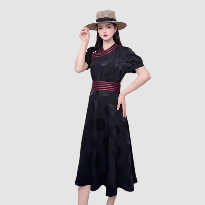 【多妮娅】蒙古元素女款新款缎料时尚设计民族风复古夏蒙族夏天服装