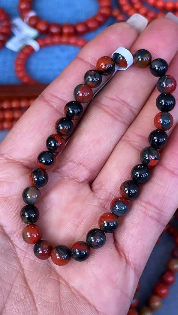 未镶嵌手串南红玛瑙N63大山包原矿蓝皮包浆6mm单圈