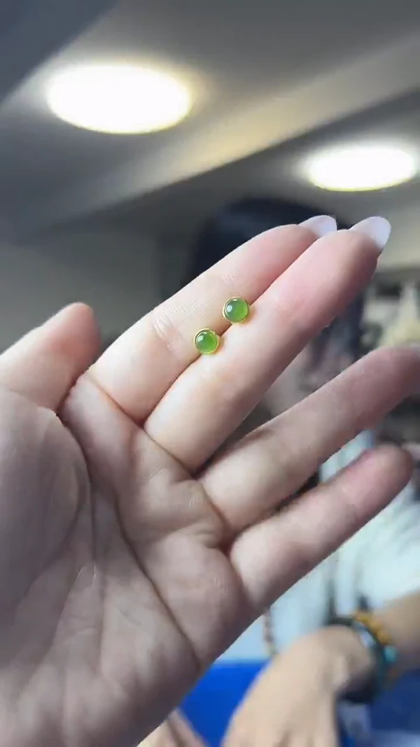 银S925镶嵌和田玉耳饰（多样性发一件）