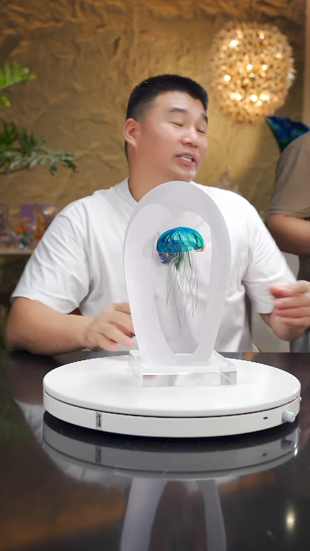 摆件壬*福利设计款蓝色水母摆件带底座40号