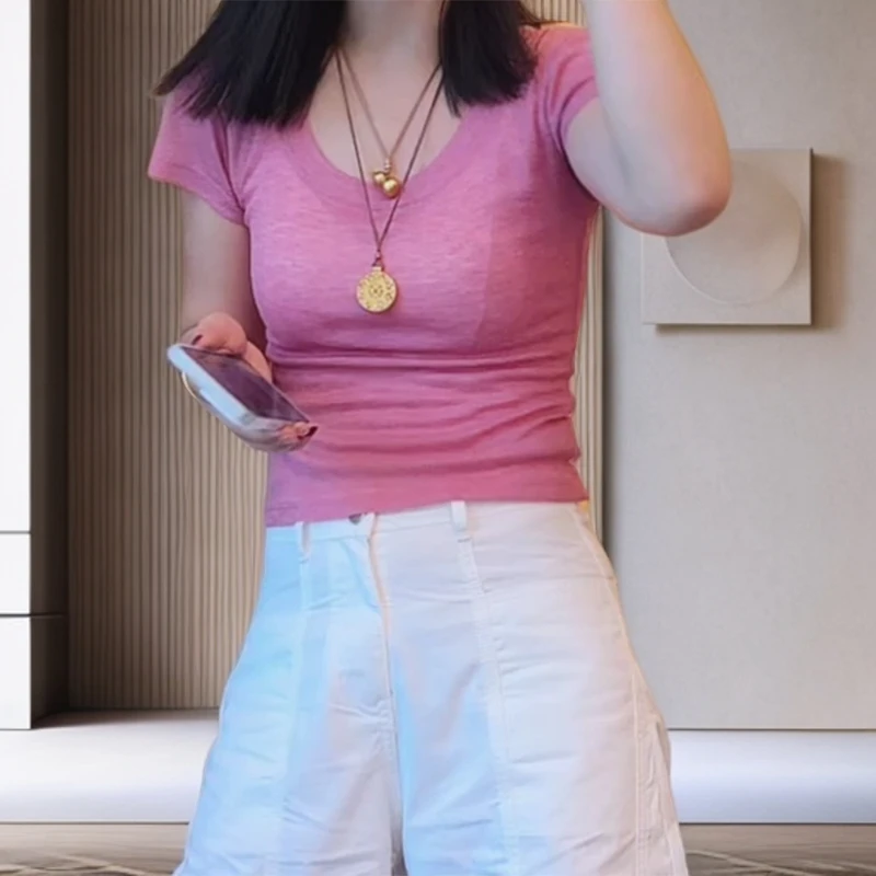 【干枯玫瑰】-2025春夏百搭T恤净版干枯玫瑰短袖上衣C5247