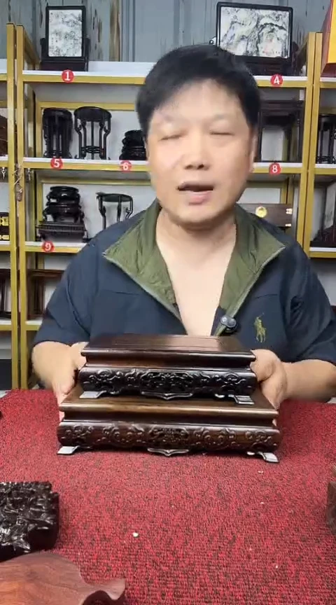 木非洲黑檀长方套二底座22.5*15/18.5*12CM