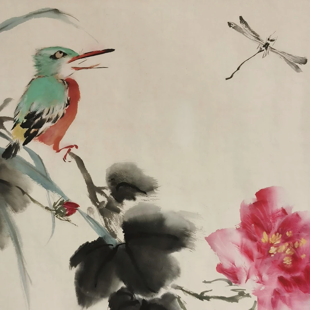 【辽拍】V250709-2-242《花鸟》（1.1平尺) 纸本镜片 yy14w